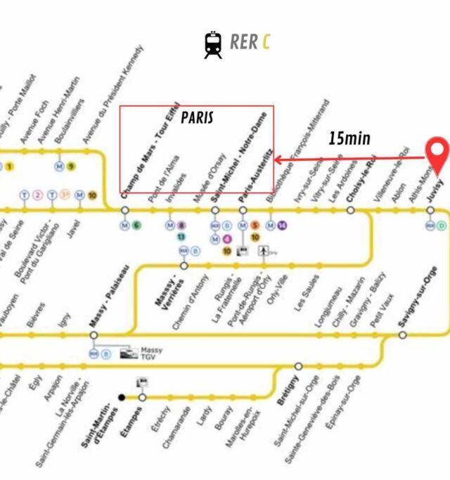 Superbe Appart Entier Au Pied De La Gare Rer, A 15 Min De Paris & Orly Juvisy-sur-Orge Exteriör bild